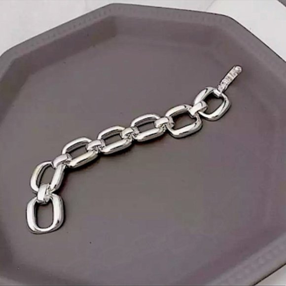 STERLING SILVER CHAIN LINK BRACELET - Picture 6 of 11